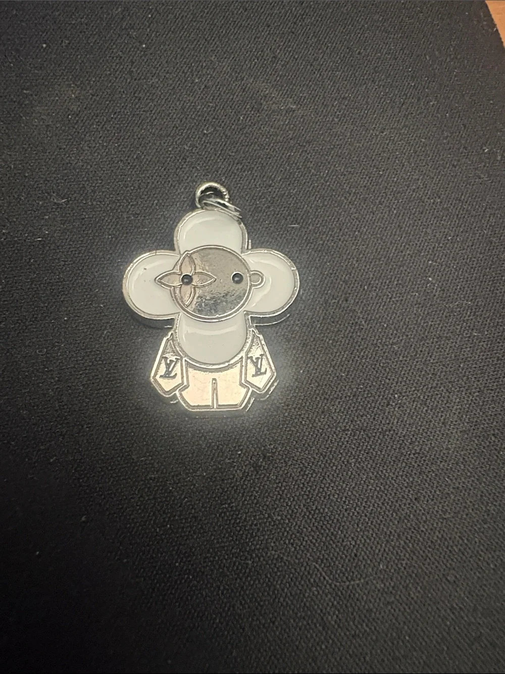 Louis Vuitton Vivienne White Enamel Mascot Charm Signed LV Paris Rare